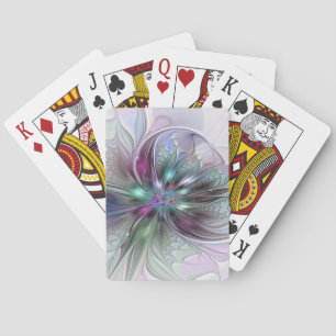 Jeu De Cartes Fantaisie Abstraite Moderne Fleur Fractale Colorée
