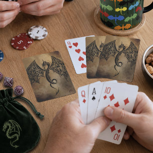 Jeu De Cartes Fantaisie de dragon en pierre noire tribale