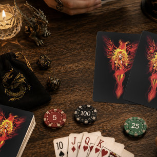 Jeu De Cartes Fantaisie de phénix femme noir rouge ardent