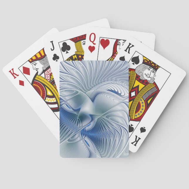Jeu De Cartes Fantaisie dynamique Abstrait Tons bleus Art fracta (dos)