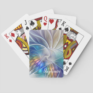 Jeu De Cartes Fantaisie florale, fleur fractale abstraite coloré
