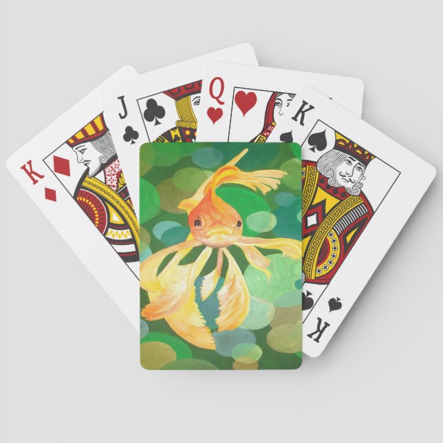 Jeu De Cartes Fantastique poisson d'or avec bulles vertes Vector (dos)