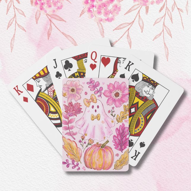 Jeu De Cartes Fantôme de Halloween rose pastel (Créateur téléchargé)