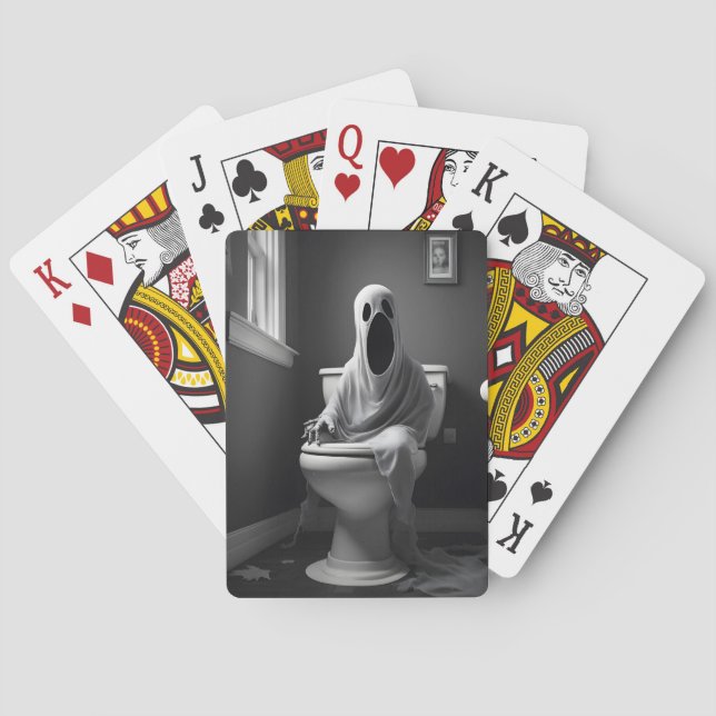 Jeu De Cartes Fantôme drôle assis dans les toilettes (dos)