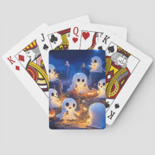 Jeu De Cartes Fantômes d'Halloween Lanternes Citrouille Nuit Som