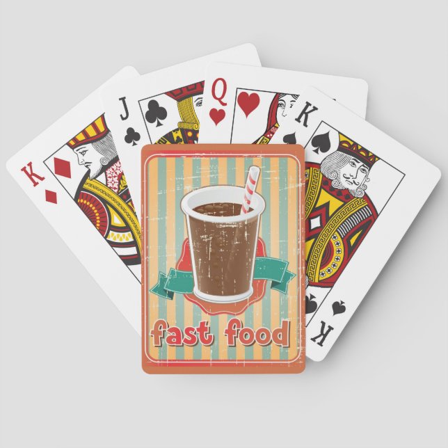 Jeu De Cartes Fast food background with drink in retro style (dos)