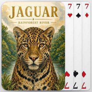 Jeu De Cartes Faune de la rivière de la forêt tropicale Jaguar
