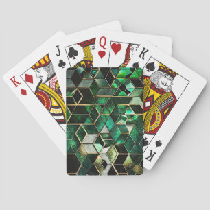 Jeu De Cartes Faux Emerald, vert et or, géométrique