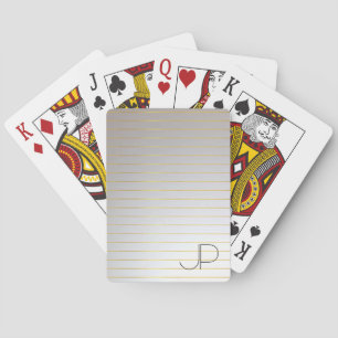 Jeu De Cartes Faux Gold Argent Monogramme Modèle Élégant