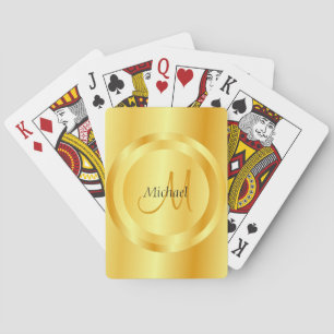 Jeu De Cartes Faux Gold Premier Monogramme Moderne Élégant Modèl