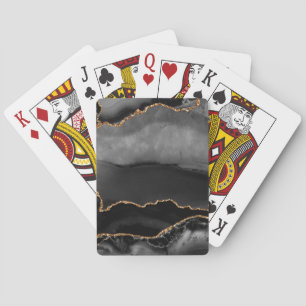 Jeu De Cartes Faux Gris Marbré Agate Parties scintillant dorée P