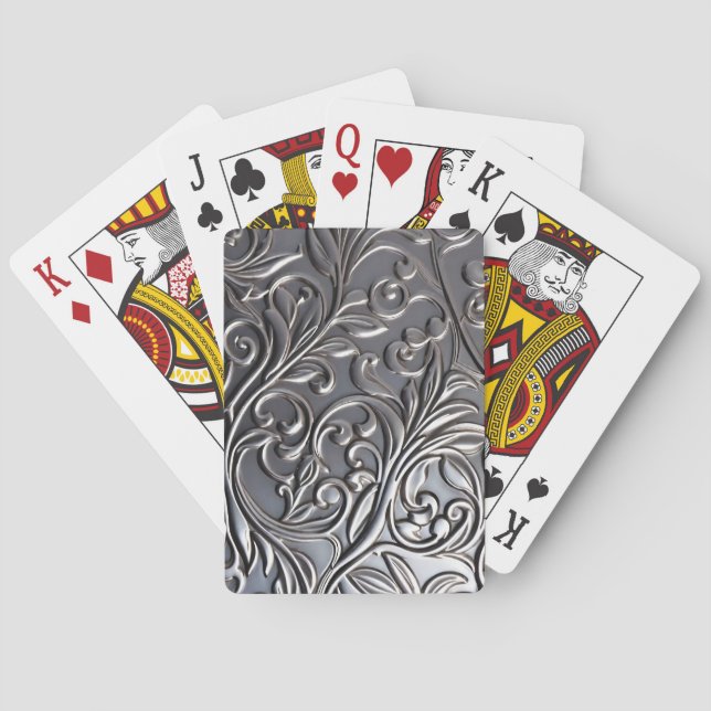Jeu De Cartes Faux metal, cartes gaufrées de classe (dos)