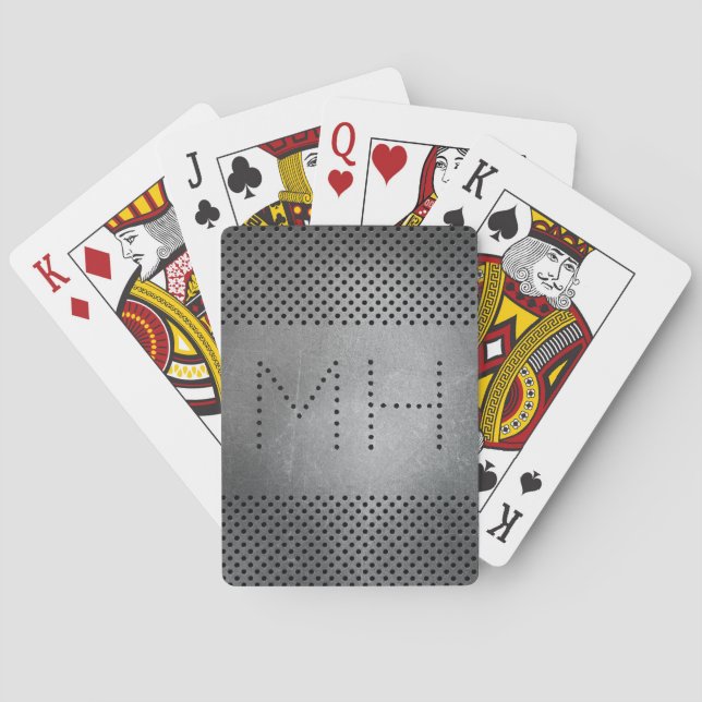 Jeu De Cartes Faux metal custom monogram playing cards (dos)
