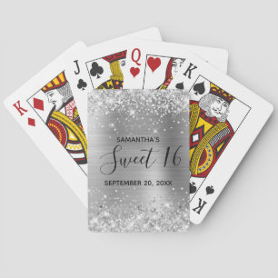 Jeu De Cartes Faveur de anniversaire 16 ans Pailleté Argenté Suc