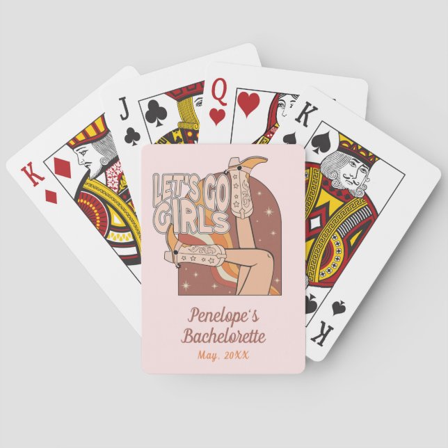 Jeu De Cartes Faveur de fête de bachelor pour cowgirl disco rose (dos)