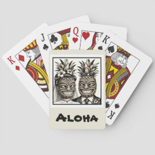Jeu De Cartes Faveur de mariage Tête de Tiki d'ananas de mariée 