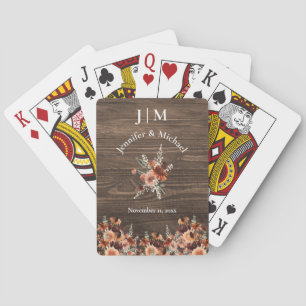 Jeu De Cartes faveurs de mariage florales automnales aquarelle e