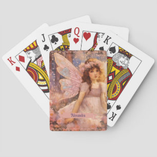 Jeu De Cartes Fée Fantaisiste dans un Jardin Floral Rose Rêveur