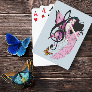 Jeu De Cartes Fée Rose Fantaisiste Note de Musique Bleue