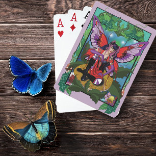 Jeu De Cartes Fée violet rouge champignons gothique