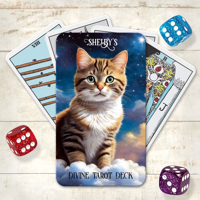 Jeu De Cartes Feline Wisdom Divine Cat Tarot Card Deck (Deck of tarot cards featuring a painting of a cat on a cloud - for heavenly inspiration)