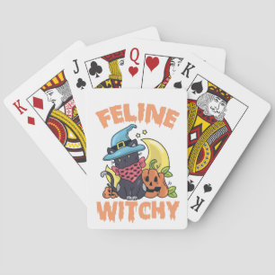 Jeu De Cartes Feline Witchy Funny Éffrayant Halloween Chat Kitte