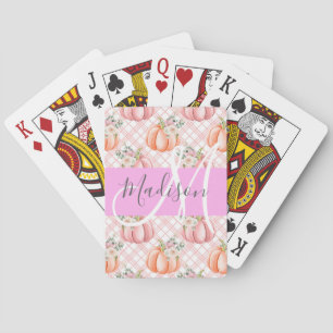 Jeu De Cartes Féminin Chic Fleur Rose Pêche Citrouille Monogramm