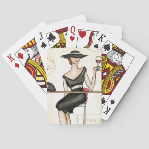 Jeu De Cartes Femme à la mode et verre de vin