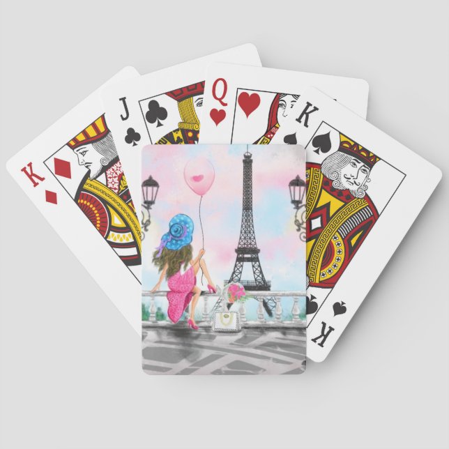 Jeu De Cartes Femme à Paris Jouer des cartes cadeau - Tour Eiffe (dos)
