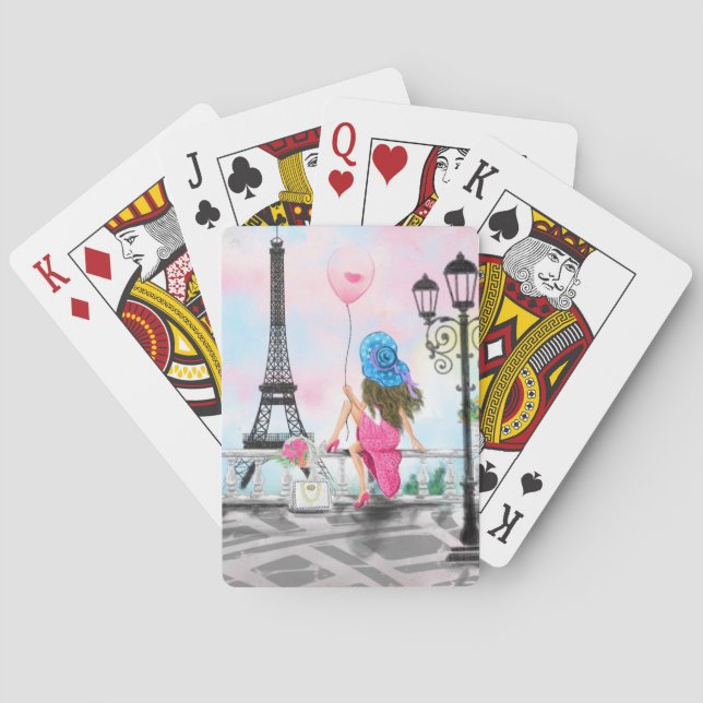 Jeu De Cartes Femme À Paris Tour Eiffel Jouer Des Cartes Cadeaux (dos)