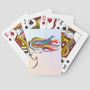 Jeu De Cartes Femme Abstraite aux cheveux colorés