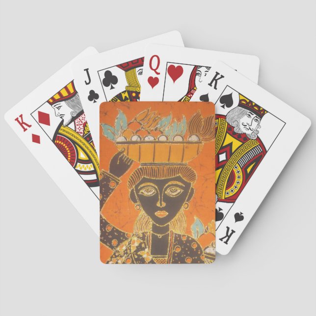 Jeu De Cartes Femme africaine portant panier Personnaliser produ (dos)