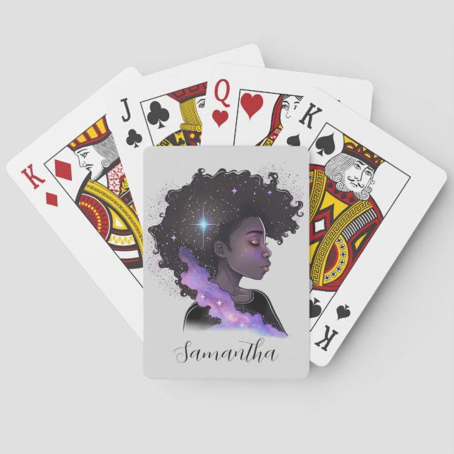 Jeu De Cartes Femme Afro-étincelante (dos)