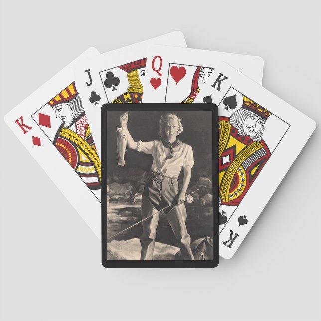 Jeu De Cartes Femme amusante Pêcheuse camionnette camper de voya (dos)