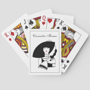 Jeu De Cartes Femme Art Déco avec grand chapeau et gants RL
