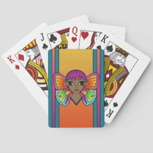 Jeu De Cartes Femme Aux Ailes Papillon Jouant Des Cartes
