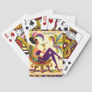 Jeu De Cartes Femme de Mardi Gras du milieu du siècle avec un Ma