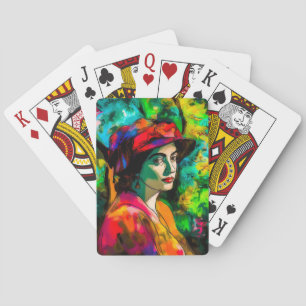 Jeu De Cartes Femme en Casquette rouge