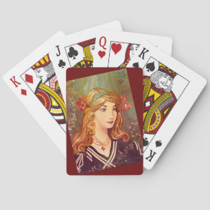 Jeu De Cartes Femme en Repose Panier de peinture originale de ca