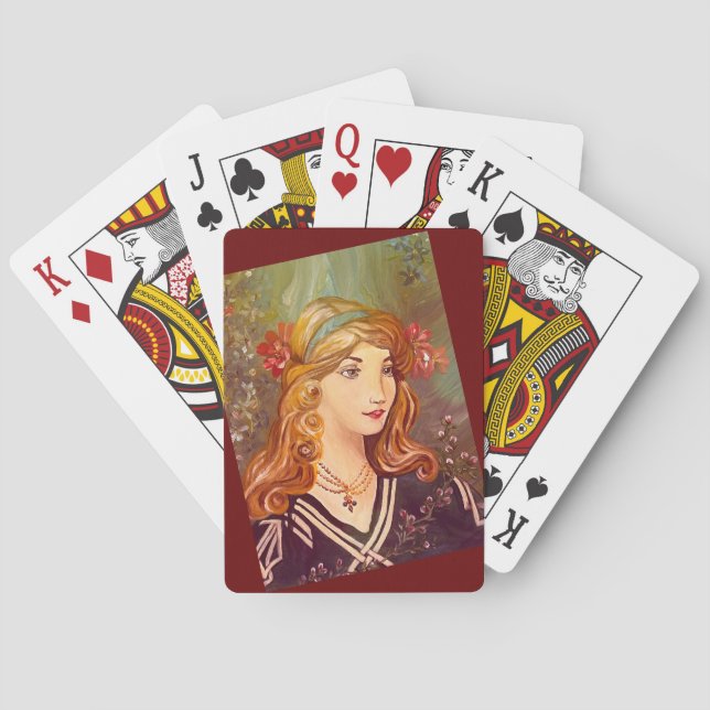 Jeu De Cartes Femme en Repose Panier de peinture originale de ca (dos)