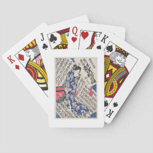 Jeu De Cartes Femme entourée par la calligraphie (bois de