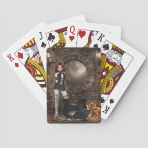 Jeu De Cartes Femme gothique avec Chat noir Jouer des cartes