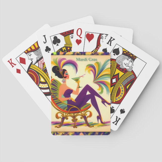 Jeu De Cartes Femme Mardi Gras Martini du milieu du siècle futur (dos)