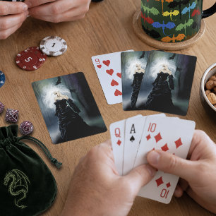 Jeu De Cartes Femme Mystérieuse Gothique Noire Élégante Brume de