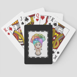 Jeu De Cartes Femme noire dans un Turban coloré