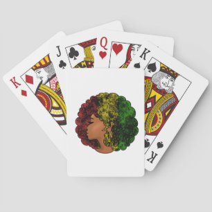 Jeu De Cartes Femme noire rasta afro rouge jaune vert 