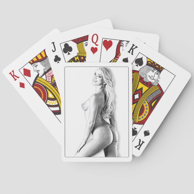 Jeu de cartes ,Femme nue vue de 3/4  (dos)