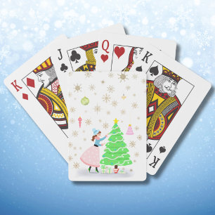Jeu De Cartes Femme rétro vintage décorant l'arbre de Noël