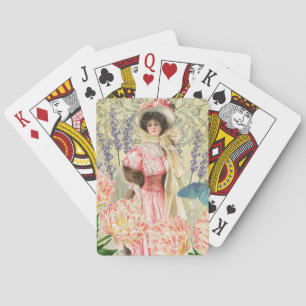 Jeu De Cartes Femme victorienne florale rose Régence