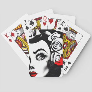 Jeu De Cartes Femme vintage et Roses blanches